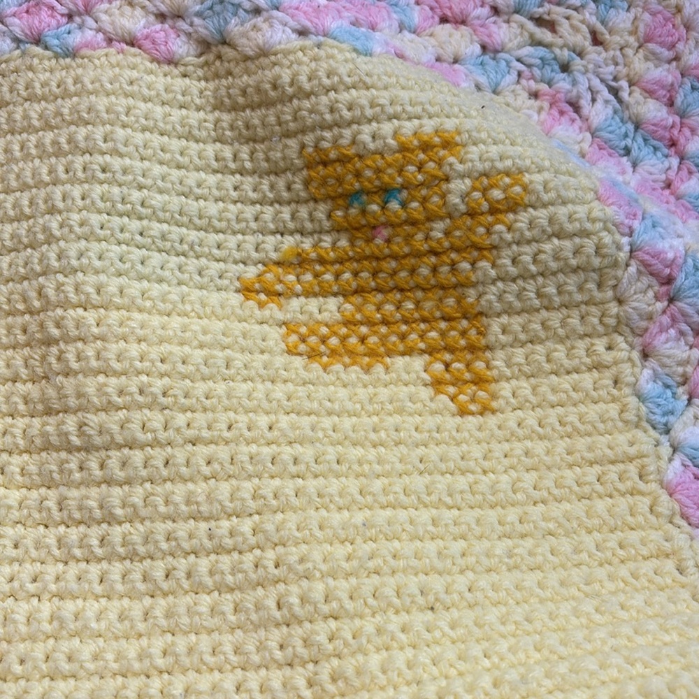 Handmade Crochet Baby Blanket with Animal Patterns 28” x 38” - Picture 3 of 7
